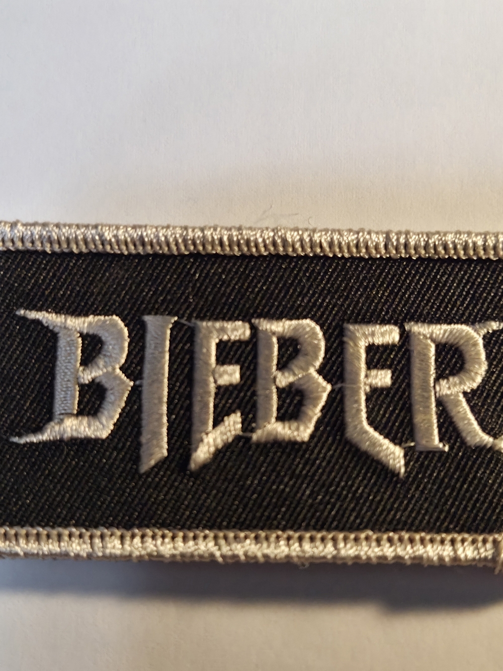 Black and White Embroidered Name Patch - Men's Accessory